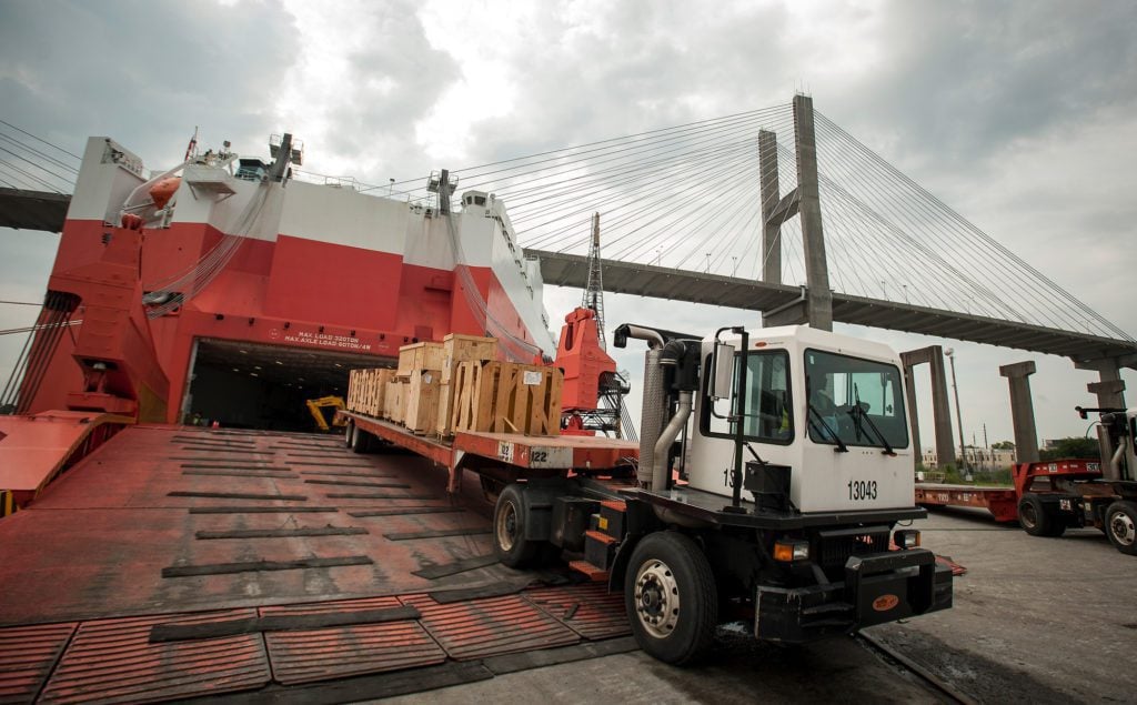 Wallenius vessel loading at Ocean Terminal